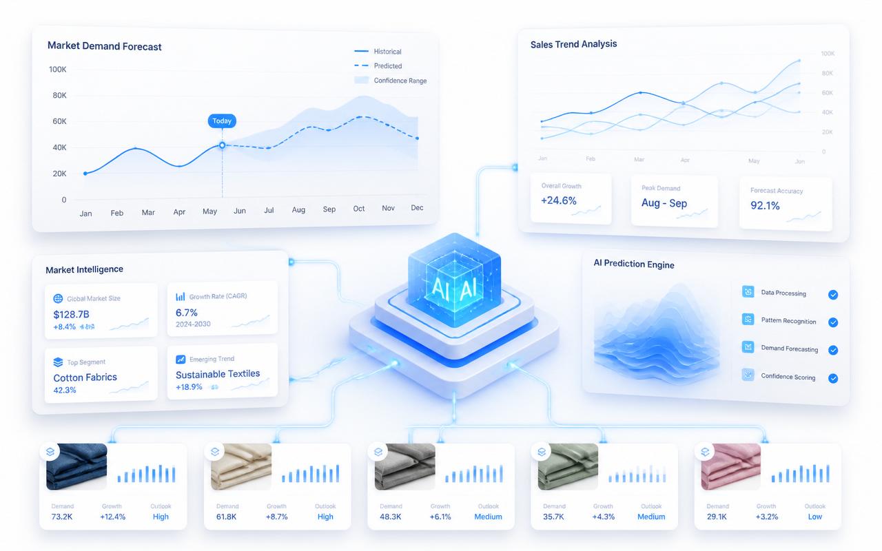 Demand Forecasting — premium AI textile workspace illustration