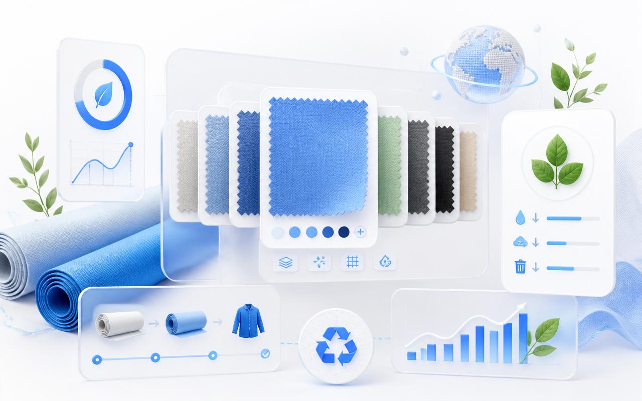 Sustainable digital sampling reducing waste with digital fabric cards and eco indicators